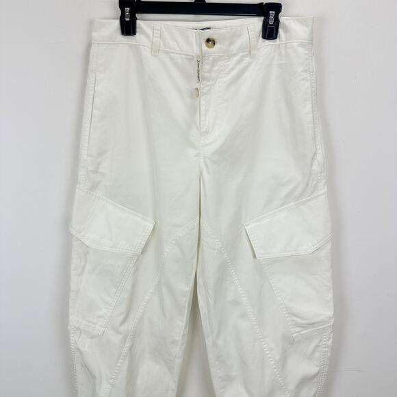 Madewell The Barrel Leg Utility Pant Garment Dyed Twill White Cargo US 6 NWT - Picture 7 of 14